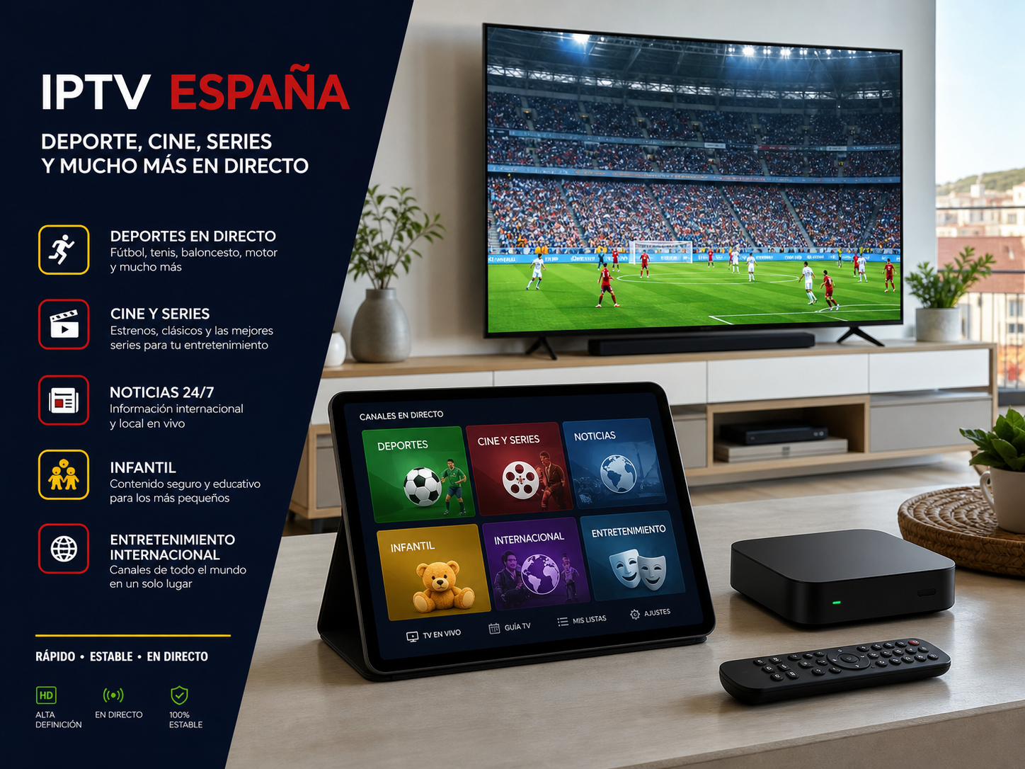 Canales nacionales y deportivos en IPTV España